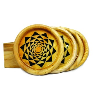 Modern Design Rangoli Natural Wood Coasters for Your Drinks, Beverages & Bar Glasses (set of 4) thumbnail 3