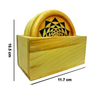 Modern Design Rangoli Natural Wood Coasters for Your Drinks, Beverages & Bar Glasses (set of 4) thumbnail 4