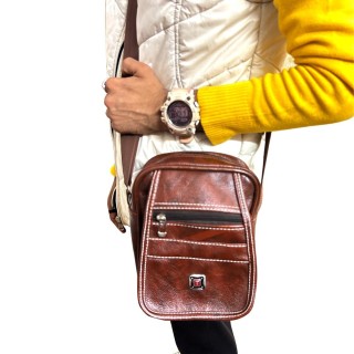 Leather Sling Bag Cross Body Travel Office Messenger One Side Shoulder for Men