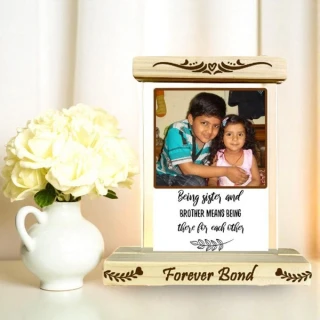 Modern Touch, Lasting Memories Personalized Stylish Acrylic Frame with wooden base