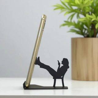 DVMART® Black Acrylic Unique Design Phone Stand – Premium Mobile Holder