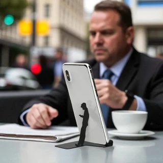 DVMART® Black Acrylic Unique Design Phone Stand – Premium Mobile Holder thumbnail 4