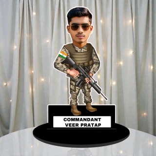 Personalized Army Soldier Caricature Standee with Name | Custom Military Gift | MDF Wooden Table Top Caricature for Army Men & Women | Unique Gift for Defence Personnel | Desk Decor | DVMART® thumbnail 2