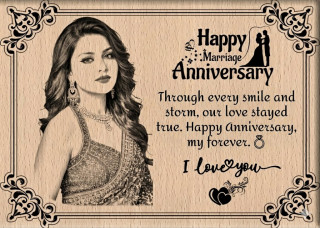 DVMART® Steam Beech Wood Laser Engraved Photo Frame with Quote | Wedding Anniversary Personalized Gift for Couples