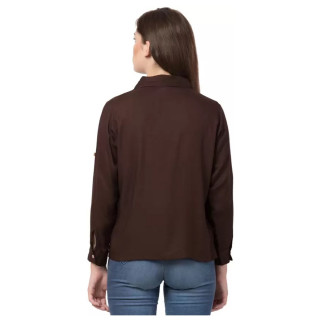 Western wear Rayon Casual Regular Sleeves Solid Women & Gilr's Brown Shirt thumbnail 5