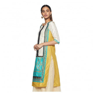 Women Printed Cotton Blend Straight Kurta  (White, Blue) thumbnail 5