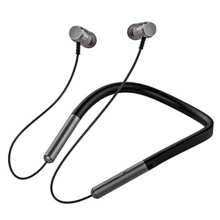 Premium Bluetooth Wireless in Ear Neckband Earphones with Mic (Black & Silvar)
