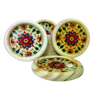 Stylish Wooden Coasters for Your Kitchen and Home Dcor - Resin Work(set of 4) thumbnail 2
