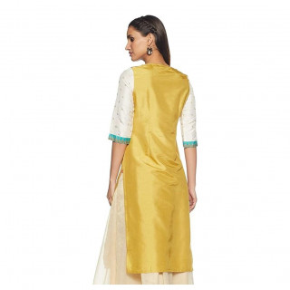 Women Printed Cotton Blend Straight Kurta  (White, Blue) thumbnail 3