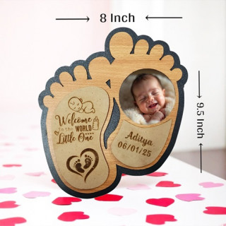 Personalized Baby Foot Photo Frame in MDF Wood – Unique Baby Shower Gift | DVMART® thumbnail 4