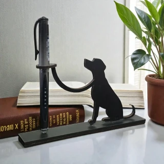 Dog Shape Pen Stand Holder for Desk | Metal Pen Holder with Mobile Stand | Cute Office Table Organizer & Home Decor Gift thumbnail 2