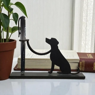 Dog Shape Pen Stand Holder for Desk | Metal Pen Holder with Mobile Stand | Cute Office Table Organizer & Home Decor Gift thumbnail 4