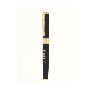 Black and Golden Glossy look fountain Metallic Pen Fitted with Germany Made Components and presented in Gift