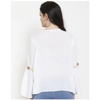 Women's Rayon Embroidery Western White Top for Girl Women Ladies thumbnail 3