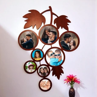 Customized Family Grape Vine Wooden Photo Frame – Personalized Wall Collage Gift thumbnail 2