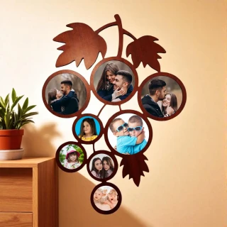 Customized Family Grape Vine Wooden Photo Frame – Personalized Wall Collage Gift thumbnail 3