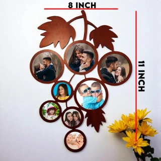 Customized Family Grape Vine Wooden Photo Frame – Personalized Wall Collage Gift thumbnail 4