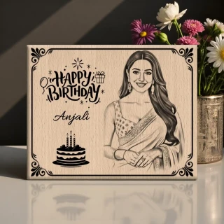 A Perfect Touch for Any Celebration- Steam Beech Wood Birthday Photo Frame with Laser Engraved