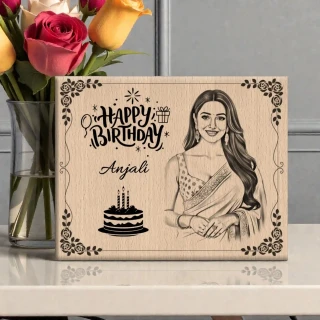 A Perfect Natural Touch for Any Celebration- Steam Beech Wood Birthday Photo Frame with Laser Engraved