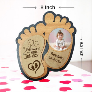 Baby Footprint Keepsake Frame – Personalized MDF Wood Photo Holder thumbnail 4