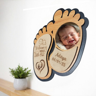 Personalized Baby Foot Photo Frame in MDF Wood – Unique Baby Shower Gift | DVMART® thumbnail 2