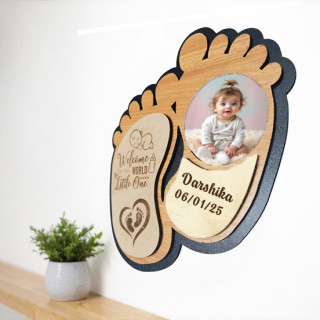 Baby Footprint Keepsake Frame – Personalized MDF Wood Photo Holder thumbnail 3