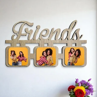 DVMART® Friends Wooden Photo Frame Collage | 3 Photo Hanging Frame | Customized Wall Decor Gift for Friends, Birthday & Home Decoration thumbnail 4