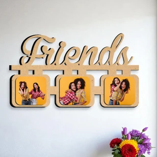 DVMART® Friends Wooden Photo Frame Collage | 3 Photo Hanging Frame | Customized Wall Decor Gift for Friends, Birthday & Home Decoration thumbnail 2