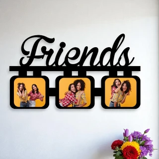 DVMART® Friends Wooden Photo Frame Collage | 3 Photo Hanging Frame | Customized Wall Decor Gift for Friends, Birthday & Home Decoration thumbnail 3