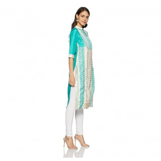 Women's Straight Kurta Teal thumbnail 5