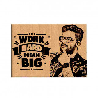 Work Hard Dream Big Personalized Laser Engraved Wooden Photo Frame with Carved Messages