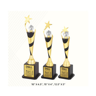 Brass And Wood Promotional Trophy With Diamond