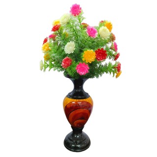 Decorsity Handicraft Check Ceramic Flower Vase Pot With Flower for Home Decoration Living Room Dining Gifting (Beige Medium Pack of 2) thumbnail 3