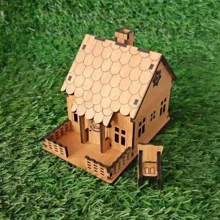 3D Wooden Miniature House with Chair – DIY Wooden Craft Model for Home Decoration & Gifts-11cm(4.5 Inch) thumbnail 4
