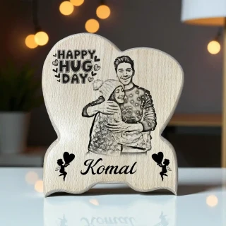 Customized Steem Beech Wooden Heart Shape Frame – Laser Engraved Hug Day Gift