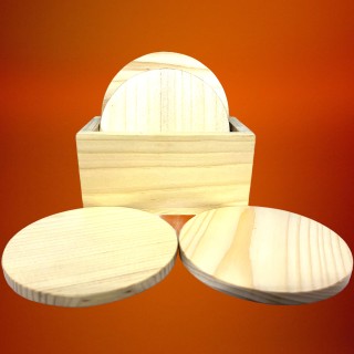 Round Shaped Tea Coffee Coasters Plain Wooden - (set of 4)
