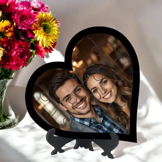 Personalized Heart Puzzle Frame - Custom Heart Shaped Photo Puzzle for Gifts & Decoration-15CM (6 Inch)