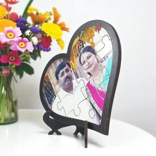 Personalized Heart Shape Photo Puzzle Frame – Custom Wooden Gift for Couples, Anniversary & Romantic Keepsake15CM (6 Inch) thumbnail 2