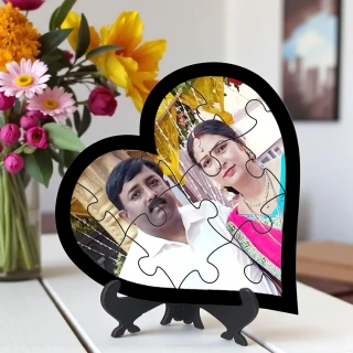 Personalized Heart Shape Photo Puzzle Frame – Custom Wooden Gift for Couples, Anniversary & Romantic Keepsake15CM (6 Inch)