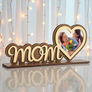 Personalized MOM Wooden Photo Frame | Custom Mother’s Day Gift India | MDF Table Top Mom Photo Frame with Heart Design | Unique Gift for Mom | Home Decor Item | DVMART® thumbnail 3