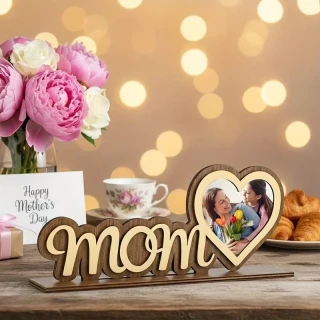 Personalized MOM Wooden Photo Frame | Custom Mother’s Day Gift India | MDF Table Top Mom Photo Frame with Heart Design | Unique Gift for Mom | Home Decor Item | DVMART® thumbnail 4