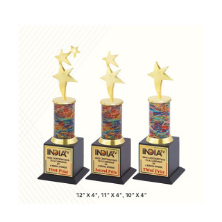 Golden Brass Star Metal Trophy For Office