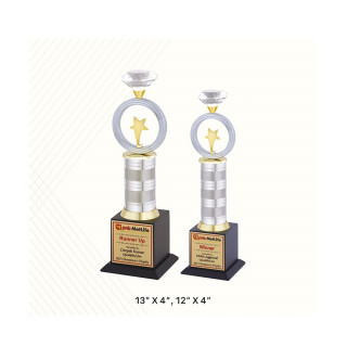 Metal Round Shape Diamond Trophy