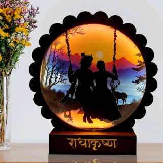 DVMART Acrylic Rechargeable LED Radhe Krishna Tabletop Devotional Gift – Spiritual Home Décor