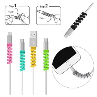 Multicoloured Protection Spiral Cable & Wire Protectors Spring Wire for All Wired Accessories for USB Charger, Data Cable, Earphone, Elastic Cord Saver ( Pack of 2-8 Pcs) thumbnail 4