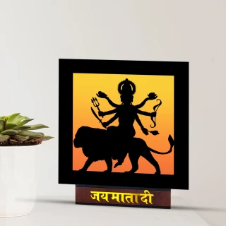 DVMART Acrylic Rechargeable LED Maa Durga Tabletop Devotional Gift – Spiritual Home Décor