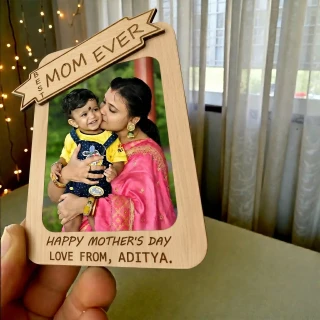 Personalized Wooden Photo Frame for Mother’s Day Gift | Best Mom Ever Engraved Frame with Custom Photo | MDF Table Decor Gift thumbnail 2