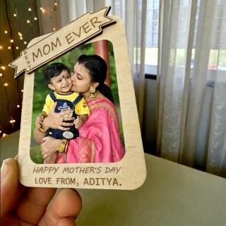 Personalized Best Mom Ever Wooden Photo Frame | Custom Mother’s Day Gift | MDF Engraved Photo Frame with Name | Unique Gift for Mom from Son/Daughter | DVMART® thumbnail 2