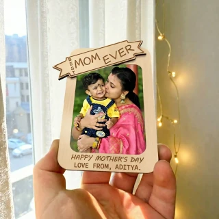 Personalized Wooden Photo Frame for Mother’s Day Gift | Best Mom Ever Engraved Frame with Custom Photo | MDF Table Decor Gift thumbnail 3