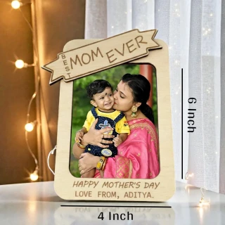 Personalized Best Mom Ever Wooden Photo Frame | Custom Mother’s Day Gift | MDF Engraved Photo Frame with Name | Unique Gift for Mom from Son/Daughter | DVMART® thumbnail 4
